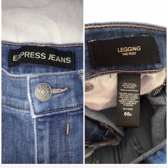 EXPRESS Mid Rise Light Wash Shadow Legging Jeans Stretchy Size 00 - Picture 7 of 7